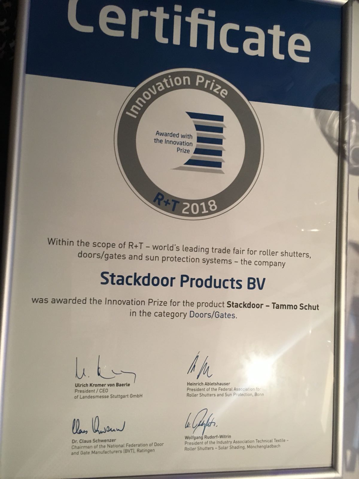 Stackdoor wins international price for shutters